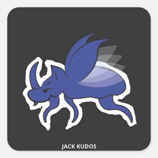 Evil Rhino kever donkergrijs | Jack Kudos Vierkante Sticker (Voorkant)