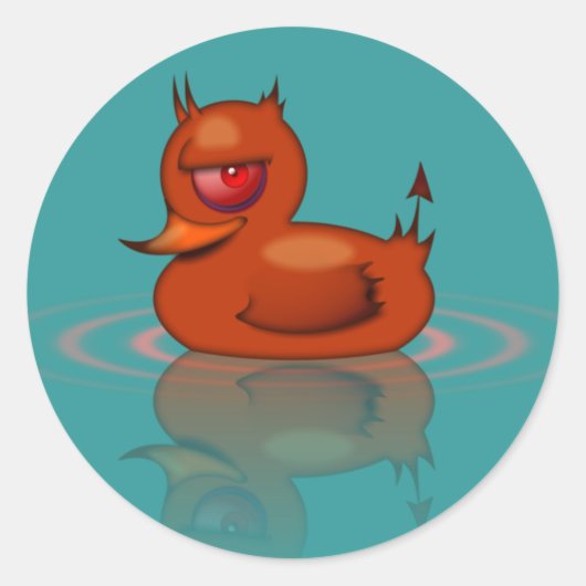 Evil Rubber Duck Ronde Sticker (Voorkant)