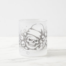 Evil Santa Skull: Inktlijn in Kerstglas Matglas Koffiemok