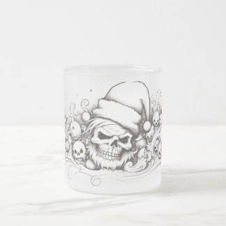 Evil Santa Skull: Inktlijn in Kerstglas Matglas Koffiemok