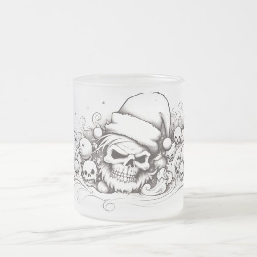 Evil Santa Skull: Inktlijn in Kerstglas Matglas Koffiemok (Center)