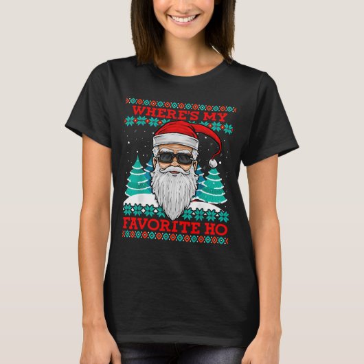 Evil Santa Where's My Favorite Ho Funny Ugly Chris T-shirt (Voorkant)