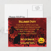 Evil Scary Black Cat Halloween Party Uitnodiging Briefkaart (Voorkant / Achterkant)