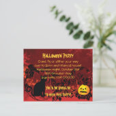 Evil Scary Black Cat Halloween Party Uitnodiging Briefkaart (Staand voorkant)