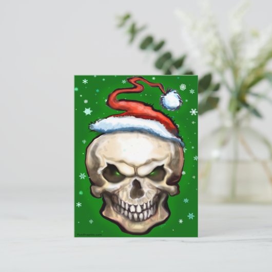 Evil Skull-kerst Feestdagenkaart (Staand voorkant)