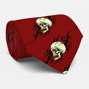 Evil Skull Tribal Tattoo Red Stropdas
