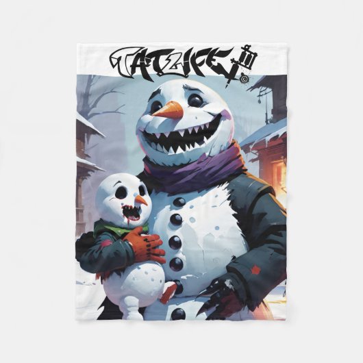 Evil Snowman en Snowson Fleece Deken (Voorkant)