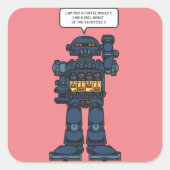 Evil Space Robot Vierkante Sticker (Voorkant)