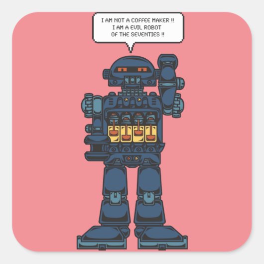 Evil Space Robot Vierkante Sticker (Voorkant)
