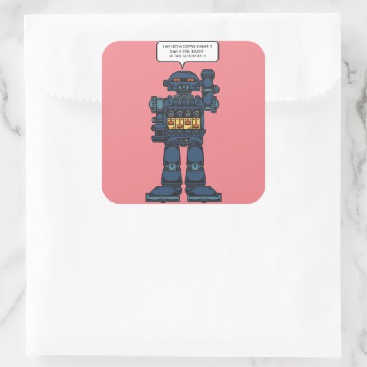 Evil Space Robot Vierkante Sticker (Tas)