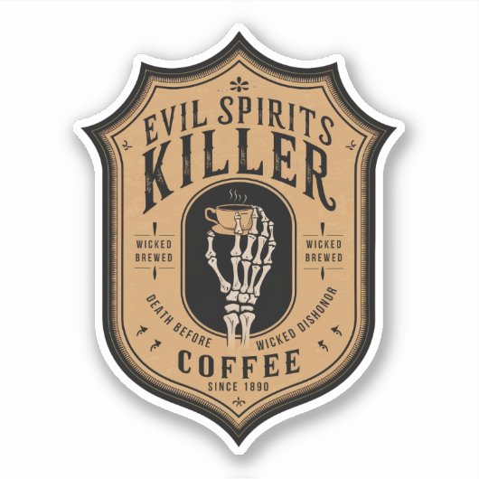 Evil Spirits Killer Coffee Label Sticker (Voorkant)