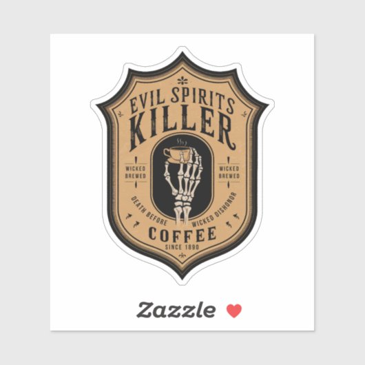 Evil Spirits Killer Coffee Label Sticker (Vel)