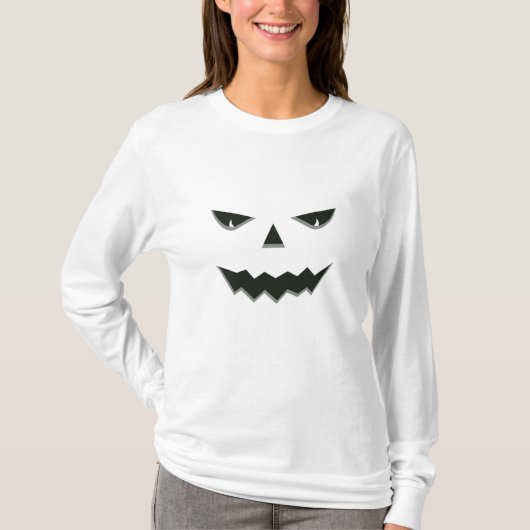 Evil Spooky Pumpkin Face Jack O' Lantern Halloween T-shirt (Voorkant)