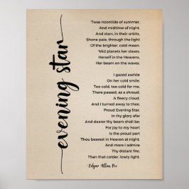 Eving Star Poem Edgar Allan Poe Vintage Poster