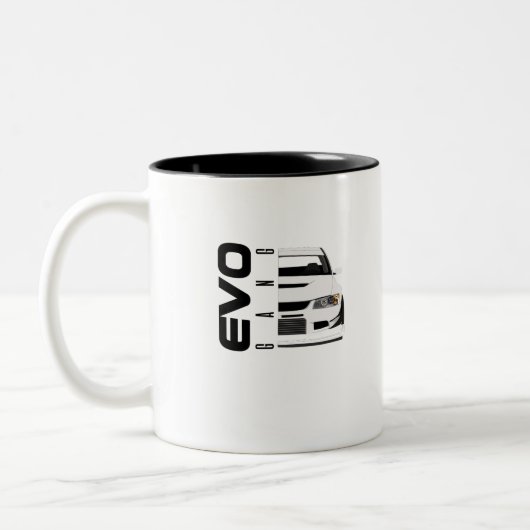 Evo Gang Car Racing Design for Car Lovers Tweekleurige Koffiemok (Links)