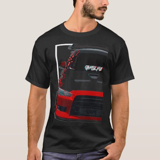 EVO X JDM TUNER GLITCH Red T-shirt (Voorkant)