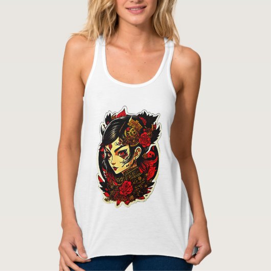 Evoke Gothic Splendor: Ink-Punk Glamour Tanktop (Voorkant)