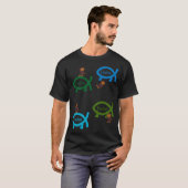 Evoluerende apen en vis ontwerp t-shirt (Voorkant volledig)