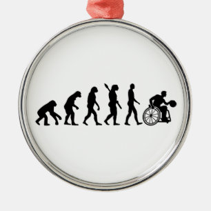 Evolutie basketbal voor rolstoelen metalen ornament
