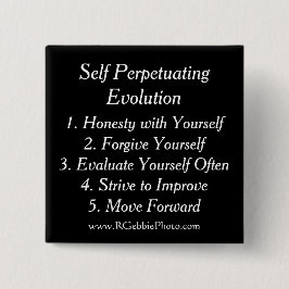 Evolutie, de vijf sleutels vierkante button 5,1 cm