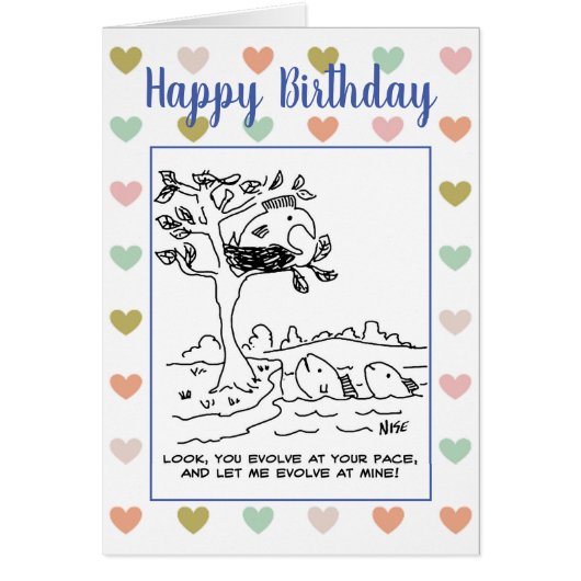 Evolutie. Een vis neigt in een boom (Voorkant)