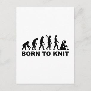Evolutie geboren in breien briefkaart