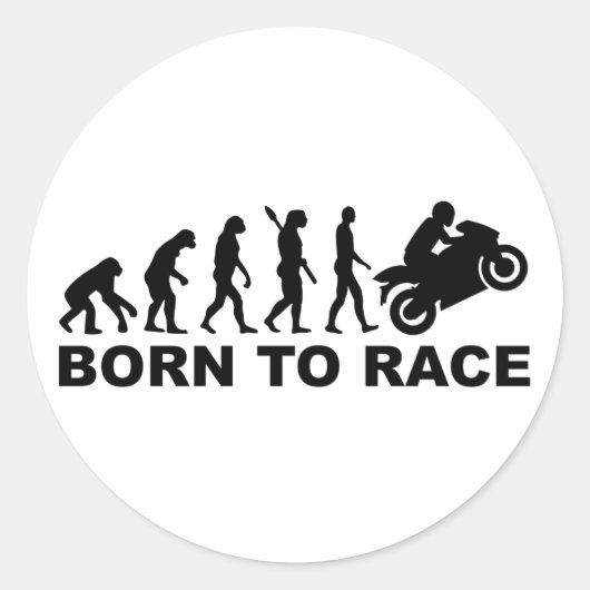 Evolutie geboren om te racen motorfiets ronde sticker (Voorkant)