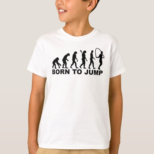 Evolutie geboren uit springtouw t-shirt (Voorkant)