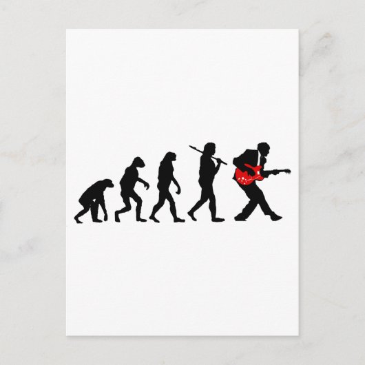 Evolutie gitaarspeler briefkaart (Voorkant)