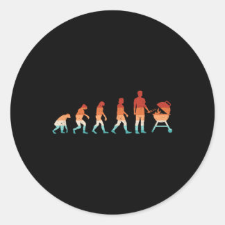 Evolutie Grillen Grappige BBQ Retro Grill Barbecue Ronde Sticker