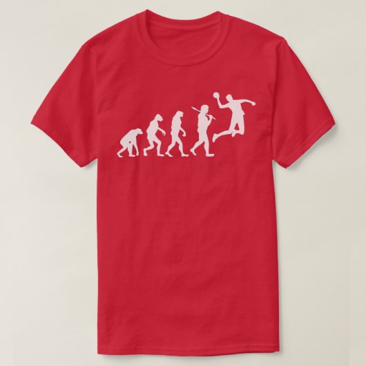 Evolutie handbal handbalsprong gooi cadeauruimte t-shirt (Design voorkant)