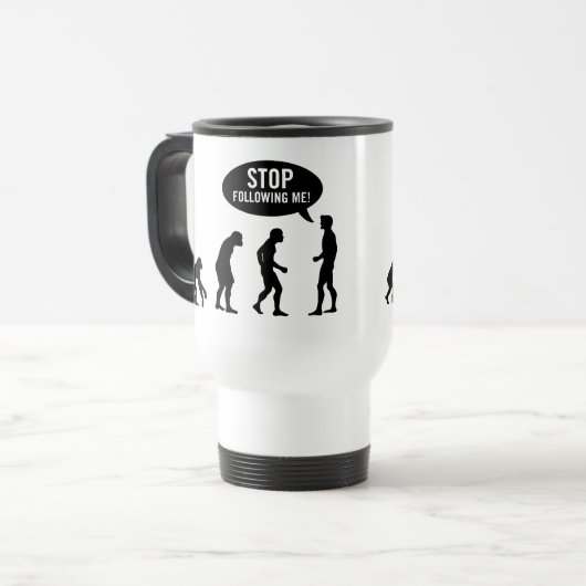 evolutie - hou op me te volgen! reisbeker (Voorkant links)