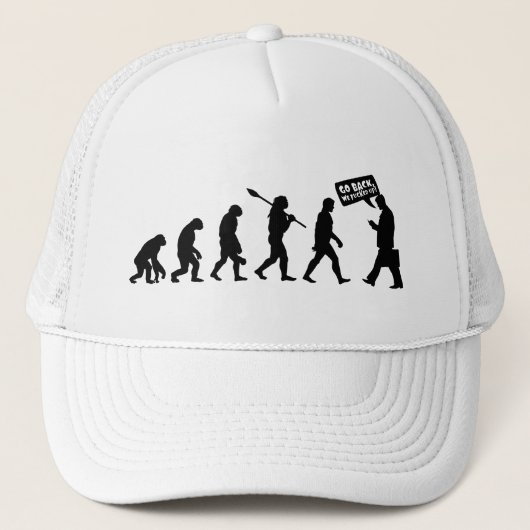 Evolutie Ironie Silhouet Trucker Pet (Voorkant)