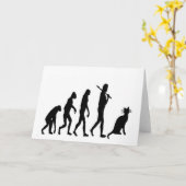 Evolutie Kat "Wij Geloven" - Grappige Kattenliefhe Kaart (Gele Bloem)