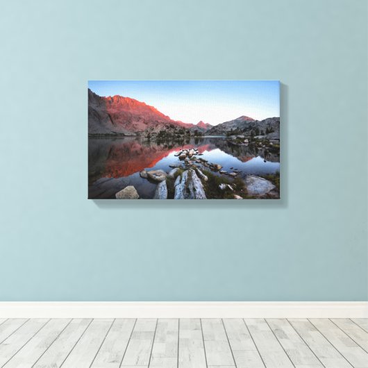 Evolutie Lake Sunset Alpenglow - John Muir Trail Canvas Afdruk (Insitu (Houten vloer))