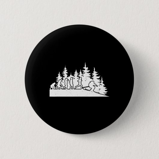 Evolutie Langlaufen Wintersportbad Ronde Button 5,7 Cm (Voorkant)