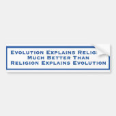 Evolutie legt religie uit bumpersticker (Voorkant)