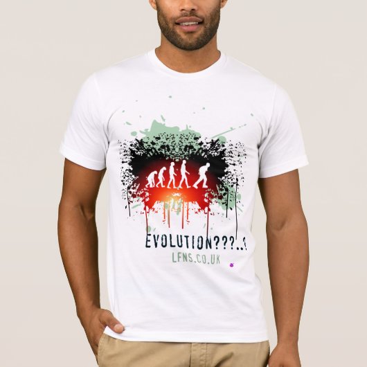 Evolutie/linker beneldoek houden t-shirt (Voorkant)