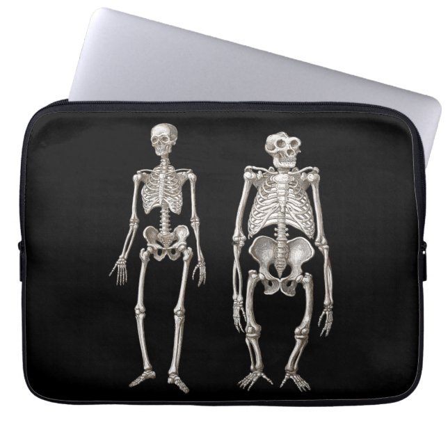 Evolutie-Man en Ape Skeletten Laptop Sleeve (Voorkant)
