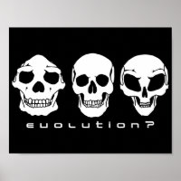Evolutie? Poster van mens tot buitenaardse schedel