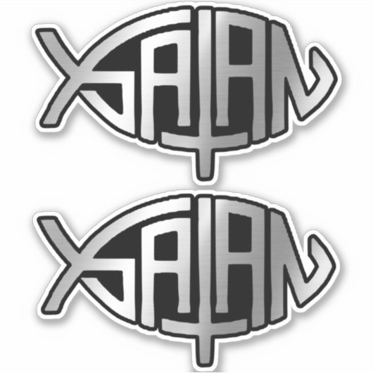 Evolutie - Satan + x 2 Sticker (Voorkant)