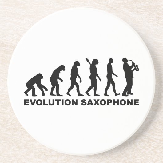 Evolutie-saxofon Zandsteen Onderzetter (Voorkant)