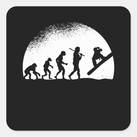Evolutie Snowboarden Vierkante Sticker (Voorkant)