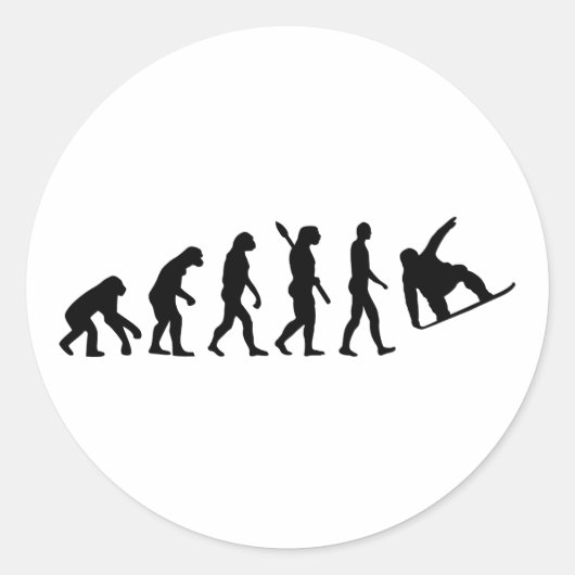 Evolutie-snowboarding Ronde Sticker (Voorkant)