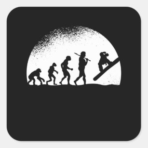 Evolutie Snowboarding Vierkante Sticker