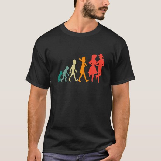 Evolutie Square Dance Grappig Retro T-shirt (Voorkant)