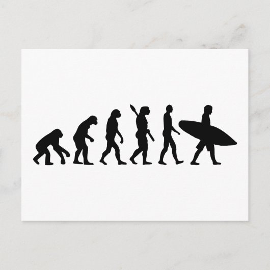 Evolutie surfbord voor surf briefkaart (Voorkant)