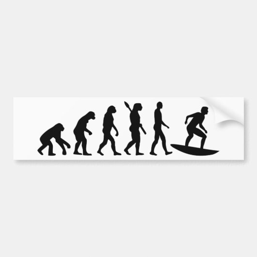 Evolutie Surfing Bumpersticker (Voorkant)