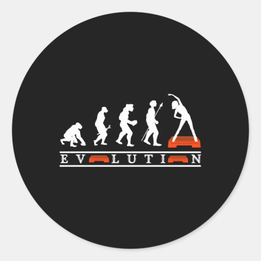 Evolutie van aerobics met de Hu-evolutiestap Ronde Sticker (Voorkant)
