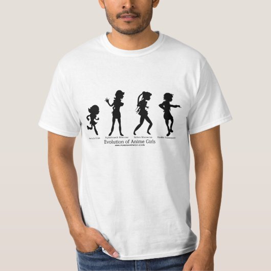 Evolutie van Anime Girls T-shirt (Voorkant)